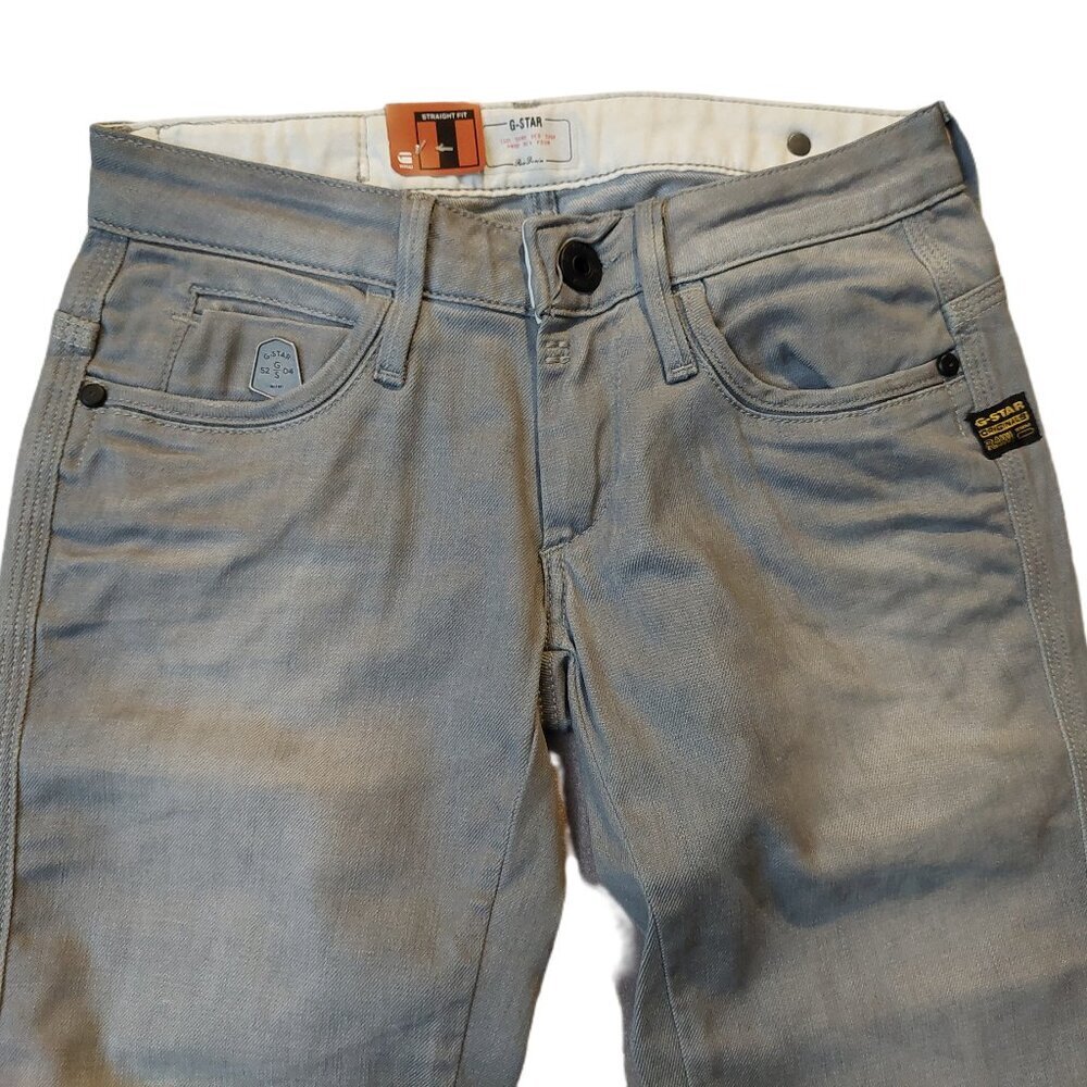 Retro Vintage G-Star Raw Midge Dover Straight Leg Mist Grey Denim Jeans Sz 24 NW - Picture 5 of 12